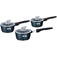 Set De 3 Casseroles Haussmann Héritage® - Inox Avec Revêtement Antiadhésif Effet Pierre | Sans PFOA, Compatible Induction Et Tous Feux