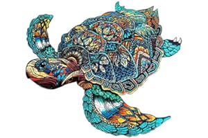 Blumuze Wooden Jigsaw Puzzles 180pcs, Sea Turtle Wooden Puzzles for Adults, Unique Shaped Animal Wood Puzzles, Wooden Animal Puzzles for Adults Kids with Wood Gift Box,M-30 * 26cm