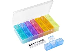 Billybath 7 dni, tygodniowy poranek w południe, przenośny pojemnik na tabletki z trzema oddzielnymi dużymi przegródkami na leki, witaminy, tabletki wapniowe itp.