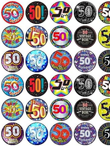 24 Assorted Pre Cut Male 50th Birthday Premium Edible Rice Card Cake Toppers