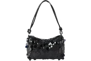 Uoocg Pochette argentée à paillettes - Sac à bandoulière - Sac de soirée pour femme - Grande capacité - Avec fermeture éclair - Pour bal, mariage, fête, banquet