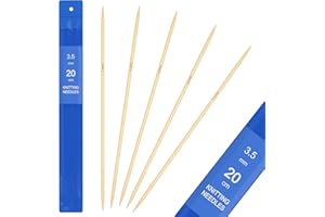 Aeeque 5 pcs 3,5mm Aiguille à Tricoter en Bambou, 20cm Aiguille à Double Pointes, Aiguilles à Chaussettes, 3,5mm Tricot Débutant pour Pull, Layette