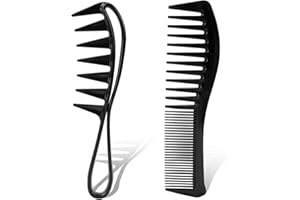MOZEAT LENS 2 sztuki szerokich grzebieni, antystatyczny, duży grzebień do włosów, grzebień fryzjerski, zestaw do stylizacji włosów dla mężczyzn i kobiet, tworzywo sztuczne, zapobiegający rozplątywaniu się włosów