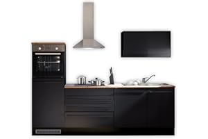 ‎STELLA TRADING 84-131-18 JAZZ Küchenblock Küchenzeile Schwarz ohne Geräte ca. 260 x 200 x 60 cm