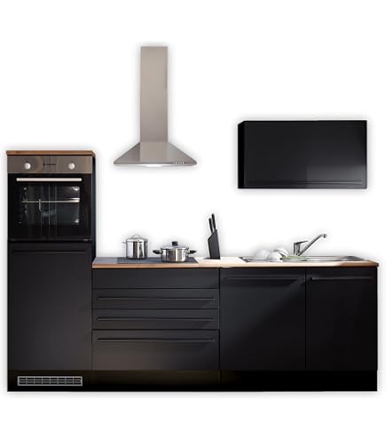 Mobiletto Da Cucina JAZZ In Nero Opaco E Rovere Lanceolato - 50x90x60 Cm, Con Cassetto
