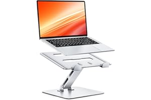 CIRYCASE Support Ordinateur Portable Bureau, Rehausseur PC Portable Stable Aluminium, Ergonomique Laptop Stand Ventilé Réglable & Pliable Porte-Copie, pour MacBook, HP et Autres Notebooks 10-16"