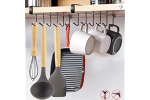 EigPluy 2pcs Tazas Vasos de Vino de Almacenamiento Ganchos Utensilios de Cocina Lazos Cinturones y Bufanda Colgando Gancho Soporte de Rack Debajo del Gabinete Armario sin Perforación (Negro)