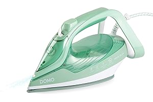 DOMO DO7059S SensiGlide Fer à Repasser Vapeur - Double semelle en céramique – Débit vapeur 50g/min – Fonction pressing - 400ml - 2830 W - Bleu/vert