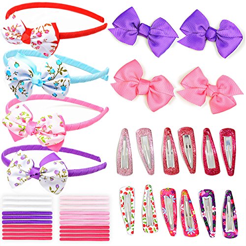 40 TEILIGES SET AN HAARSCHMUCK FÜR MÄDCHEN: Farbenfrohe Haargummis, Haarklammern, Haarreifen, Schleifchen, Schieberchen, Haarspangen – Warum auf der Einkaufsstraße so viel bezahlen?