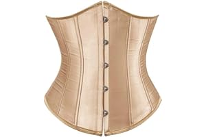 Kelvry Women's Satin Waist Cincher Lace up Boned Bustier Underbust Corset