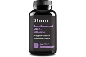 Trans-Resveratrol & NAD+ Liposomal, con Quercetina y Piperina, 580 mg por Cápsula, 90 Cápsulas - Antiedad y Activador de Sirtuinas - Zenement