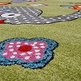 Kinderteppiche Spielende Zoo Tiere Eulen Elefanten Kurzflor Grün Grau Fuchsia , Größe:120×170 cm - 2