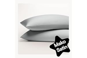 ‎SERALINO Seralino Satin Kissenbezug 40x70 Grau/Blau (2er Set) 100% Bio Baumwolle, Oeko-Tex Zertifiziert, weiche atmungsaktive Kissenhülle, Kopfkissenbezug mit Reißverschluss, Kissenbezug 70 x 40 hypoallergen