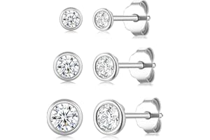 Ecripe 925 Sterling Silber Ohrstecker, Hypoallergene Cubic Zirkonia Ohrstecker Silber für Frauen, Funkelnde Ohrläppchen Knorpel Ohrringe
