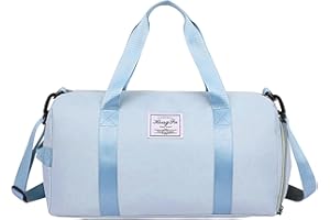 HIUAUIH Bolsa de Deporte con Compartimento Zapatos y Bolsillo Húmedo, Plegable Bolsos de Viaje para Deportes, Fitness, Entrenamiento, Viajes, Fines de Semana y Vacaciones (Bleu)