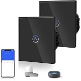 BSEED WiFi Smart Switch, Touch Switches With Glass, Compatible with Alexa, Tuya and Smart Life, Neutral Cable Required, 1 Gan
