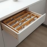 Deconox Bamboo Drawer Organizer (37.5x25x4 cm) | 4 Compartment, Movable Separators | Spoon Holder, Sewing, Office and Kitchen Organ