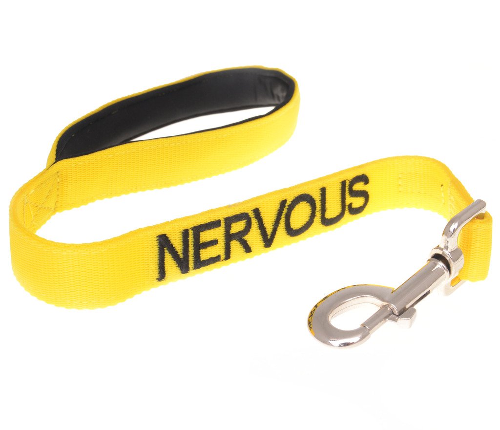 NERVOUS (Give Me Space) Yellow Colour Coded 60cm 1.2m 1.8m Neoprene Padded Handle Dog Leads PREVENTS Accidents By Warning Others Of Your Dog In Advance (60cm)