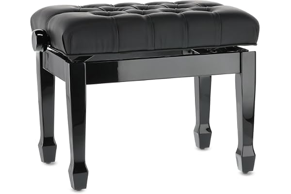 GEWA Banc de Piano Deluxe XL, Noir Brillant, revêtement en Similicuir, Rembourrage Extra épais