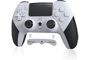Tefelan Wireless Controller für PS4, Gamepad Controller kompatibel mit PS4/Pro/Slim mit Turbo/Programmierbare Tasten/Dual Vibration/6-Achsen Gyro Sensor/Touchpanel-Weiß
