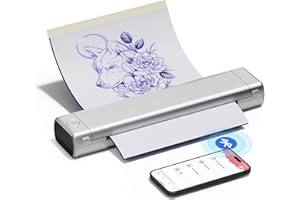 COLORWING Impresora móvil, Impresora térmica Bluetooth pequeña y compacta, Impresora de Plantillas sin Cartuchos para teléfonos Inteligentes, Impresora A4 para Viajes y Tatuajes