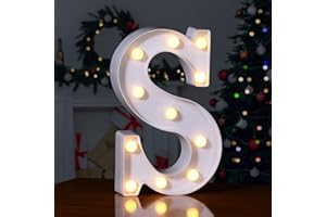 Foaky LED Letter Lights Sign 26 Alphabet Light Up Letters Sign for Night Light Wedding Birthday Party Battery Powered Christmas Lamp Home Bar Decoration (S)