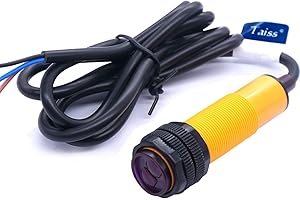 Taiss/Interruttore di Prossimità M18 Sensore Fotoelettrico a Riflessione Diffusa Sensore Ottico a tre Linee PNP NO（Normalmente aperto）30 cm Regolabile 6-36VDC E3F-DS30P1