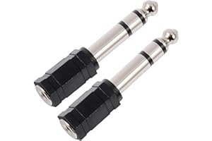 AQSQWQ 2 Pezzi Adattatore per Cuffie, 6,35 mm Maschio a 3,5 mm Femmina Adattatore Jack Stereo Placcato, Adattatore Stereo HiFi per Cuffie, Microfono