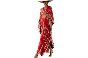 YouKD Traje de Baño de Kimono de Playa Bohemio de Kaftan Largo de Verano para Cubrir Vestido de Talla Grande para Mujer