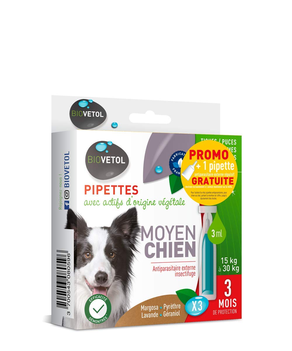 Biovetol Anti-flea Pipettes for Medium Dogs (15kg to 30kg) – 3x4ml - Image 3