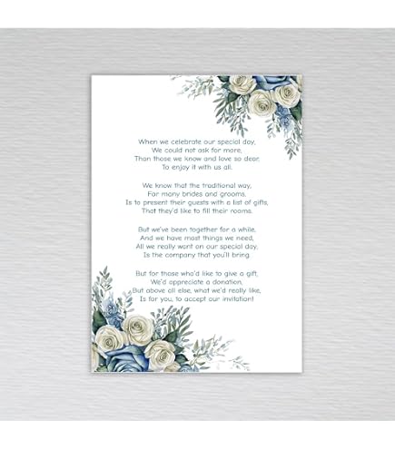 thumbnail image 2 of Personalised Kraft Wedding Honeymoon Gift Money Poem Cards - A7 Inserts (Set Of 10-50) 2 of 5