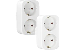 NONKOB Doppelstecker für Steckdose, 2 Stück Steckdosenadapter, Mehrfachstecker für Küche Büro