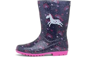 Shoe Zone - Girls Blue Glitter Unicorn Welly