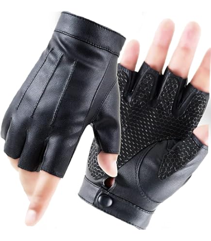PSS Guanti da giardinaggio in pelle bovina senza dita, realizzati a mano, traspirante, per guida, ciclismo, palestra, allenamento, autobus, guida, sedia a rotelle e giardinaggio 417 (417 nero, L