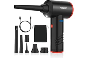 ADDCOLOR Souffleur Air Comprimé, Air Comprimé Duster 3 Vitesses, MAX. 100 000 tr/min, 6000 mAh Batterie Plumeau Air, Dépoussiérants Puissants Électrique avec Lumière LED, pour PC, Clavier