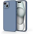 Oumida Soft Silicone Cases for iPhone 15 Case 6.1, Slim Liquid Silicone 3 Layers Full Covered Soft Gel Rubber Phone Case Protective Cover for iPhone 15 Cover (Lavender Grey)