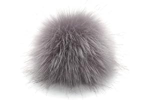 Verliked 12 Cm Pelliccia Sintetica Pom Pelliccia Finta Capelli Soffici Pompon Palla Fai da Te Poms Palla per Cappelli Sciarpe Guanti Borse Grigio Scuro