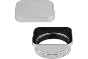 Haoge Quadratische Gegenlichtblende aus Metall für Fujifilm X100VI, mit 49 mm UV-Filter-Adapterring und Metallkappe, Kamerazubehör, Silber