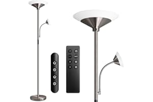 BBHome Lampadaire Salon LED Dimmable 27W avec Lampe de Lecture 6W, Lampadaire Moderne avec télécommande et Tactile pour Salon, Chambre, Bureau