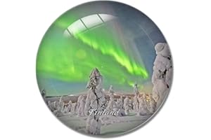 "N/A" Finlandia Imán Finlandia Aurora Laponia Imán de Nevera 3D Artesanía Recuerdo Cristal Refrigerador Imanes Colección Regalo de Viaje