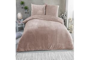 ‎MALIKA MALIKA Winter Plüsch Bettwäsche Nicky-Teddy Cashmere Coral Fleece 135x200 155x220 200, 3 Stück Größe:135 x 200 cm, Designe:Taupe