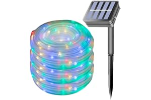EHOFUN 100LED Rope Lights Outdoor,KINGCOO Waterproof 39FT Solar Powered 8Mode Tube Strip Light Copper Wire Fairy String Lights for Garden Yard Party Wedding Christmas Decoration(Multicolor)