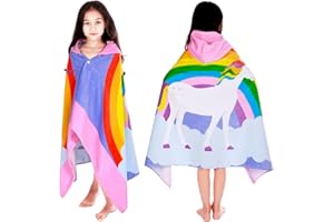 Czemo 100% bawełna ponczo kąpielowy dla dzieci, ręcznik ponczo z kapturem dla chłopców i dziewcząt, szlafrok z kapturem, 127*76cm-jednorożec, 74