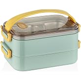 Vagonlife Bento Lunch Box Ofis-Okul İ&ccedil;in Yeni Nesil Sefer Tası 2 kat Taşıma Kulplu &Ccedil;elik FF367 Yeşil
