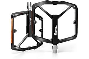 IMPALAPRO Flat Bike Pedals with Reflectors CNC Aluminium 9/16” – MTB Pedals with Extra Wide Platform and Removable Anti-Slip Pins – Lightweight Pedals for Mountain Bike & Road Bike 355 g