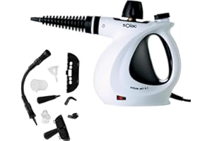 Solac Steam Jet 2.1 - Limpiador a vapor, Vaporeta, 1050W, 3 bares, 30g/min, 350 ml, Cable 3m, 9 accesorios, Limpia cristales, tapicerías, asientos de coche, cortinas, baños, cocinas, multiusos