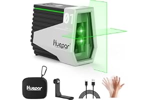 Huepar Laser Nivellier Selbstnivellierend Grüne Kreuzlinien-Laser Wiederaufladbare Laser Nivelliergerät mit Bewegungssensor u