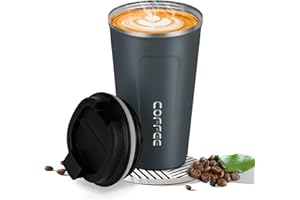 Goodatech taza de viaje de café térmico de acero inoxidable, sin BPA vacío aislado, botella de coche, vaso con tapa hermética, para café caliente/frío, té y cerveza (Azul,18oz)