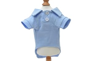 lovelonglong Basic Dog Polo Shirts Premium Cotton, Polo T-Shirts for Large Medium Small Dogs with a Two-button Collar Blank Color Sky-blue XL