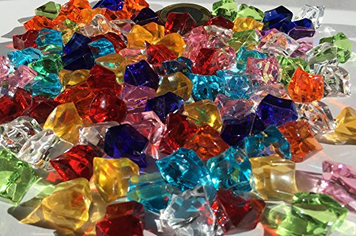 100 Stück 15mm glitzernde bunte Deko Eis Diamanten Brillianten Strasssteine Acrylsteine transparent klar bunte kristall basteln Dekosteine Gltzersteine Schmucksteine Strass Steine zum Verzieren Dekorieren von CRYSTAL KING - 3